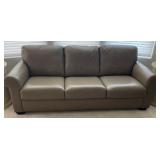 W - THREE CUSHION TAN LEATHER SOFA (N5)