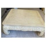 W - CARVED MARBLE-LOOK COFFEE TABLE (L46)