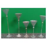 11 - SET OF POST MODERN VERDIGRIS CANDLESTICKS