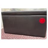 11 - BLACK LEATHER STORAGE BENCH 30X16"