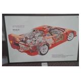 496 - FRAMED NOVAJET CAR PRINT 37X25" (J63)