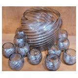 11 - GLASS PUNCH BOWL W/ CUPS (W5)
