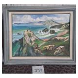 496 - FRAMED COASTAL LANDSCAPE 20X17" (J59)