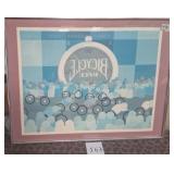 496 - FRAMED BICYCLE RACE PRINT 28X22" (J67)
