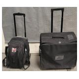 11 - 2 WHEELED BOWLING BALL BAGS W/ CONTENTS