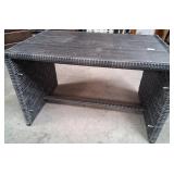 375 - WICKER & WOOD ACCENT TABLE