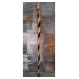 11 - CARVED WOOD / PAINTED WALKING STICK 52"T