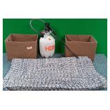 375 - THROW RUG, SPRAYER & 2 CANVAS TOTES (L23)