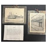 N - 2 PIECES REPRODUCTION STEAMBOAT ART (N91)