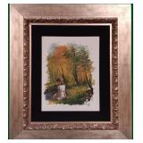 11 - YOUNG GIRL IN MEADOW FRAMED ART 25X22" (P42)