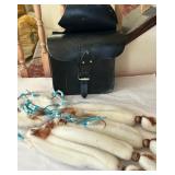 T - LEATHER BAG & NATIVE DECOR BEADS (L109)