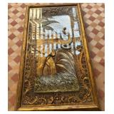 T - FRAMED EMBOSSED GOLD ELEPHANT ART (Y6)