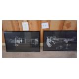 T - FRAMED AIRPLANE BLUEPRINT ART (F7)