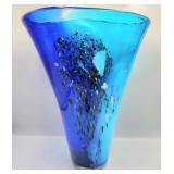 P - HAND BLOWN ART GLASS VASE 15'T (A16)