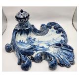 P - ANTIQUE DELFT INK WELL C 1880'S (B82)