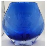 P - 7.5' TALL BLUE GLASS VASE