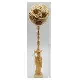 P - VINTAGE CARVED IVORY FIGURINE 7'T (B69)