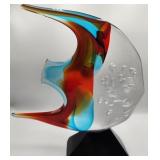 P - SIGNED ART GLASS TROPICAL FISH SCULPTURE (A20)