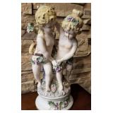 P - VINTAGE PORCELAIN FIGURINE 13.5'T (B46)