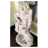 B - GIRL & DOG GARDEN STATUE 43X18" (A65)
