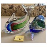 B - PAIR OF HAND-BLOWN GLASS ANIMALS (C27)