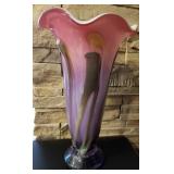 P - SIGNED FRENCH LILY ART GLASS VASE 13'T (B31)