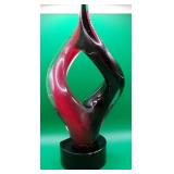 P - RED & BLACK TWIST ART GLASS SCULPTURE 12'T (B2