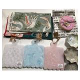 43 - NEW WMC MINI RESIN BOARDS, TEA TOWELS, DISHES