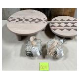 43 - NEW WMC SEAGLASS COASTER SETS & FOOTED TRAYS