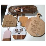 43 - ASSORTED WOOD SERVING BOARDS & TRAY (A225)