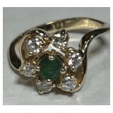 14KT GOLD EMERALD & DIAMOND RING 2.10GRS