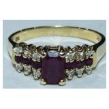 14KT GOLD RUBY & DIAMOND RING 3.20GRS