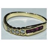 14KT GP;D RUBY & DIAMOND RING 2.20GRS