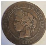 13 - 1880 FRENCH COPPER COIN