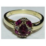 14KT GP;D RUBY & DIAMOND RING 3.60GRS