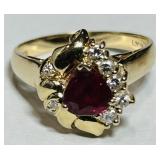 14KT GOLD RUBY & DIAMOND RING 3.50GRS