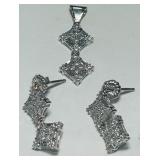14KT GOLD DIAMOND EARRINGS & PENDANT SET 4.00GRS