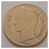 13 - VINTAGE BOLIVAR SILVER COIN