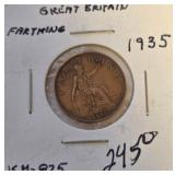 13 - 1935 BRITISH FARTHING COIN
