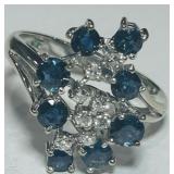 14KT GOLD SAPPHIRE & DIAMOND RING 5.66GRS