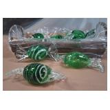 303 - ART GLASS 'CANDY' WITH WOODEN TRAY (N104)