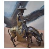 303 - ASIAN SCHOLAR RIDING A DONKEY SCULPTURE