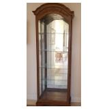 14 - WOODEN CABINET WITH MIRROR AND GLASS SHELVES