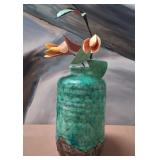 303 - CERAMIC VASE WITH FAUX FLOWERS (N48)