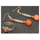 13 - .925 STERLING SILVER RING & EARRINGS (209)