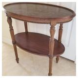 14 - TWO-LEVEL OVAL WOODEN TABLE