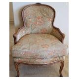 14 - OLD CUSHIONED CHAIR WITH FLORAL DESIGN