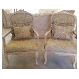14 - PAIR OF ANTIQUE PADDED CHAIRS w FLORAL DESIGN