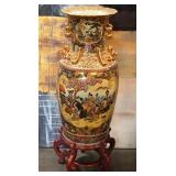 28 - SATSUMA-STYLE 47'T FLOOR VASE WITH STAND (#1)