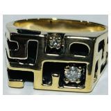 14KT GOLD MENS DIAMOND RING 11.70GRS